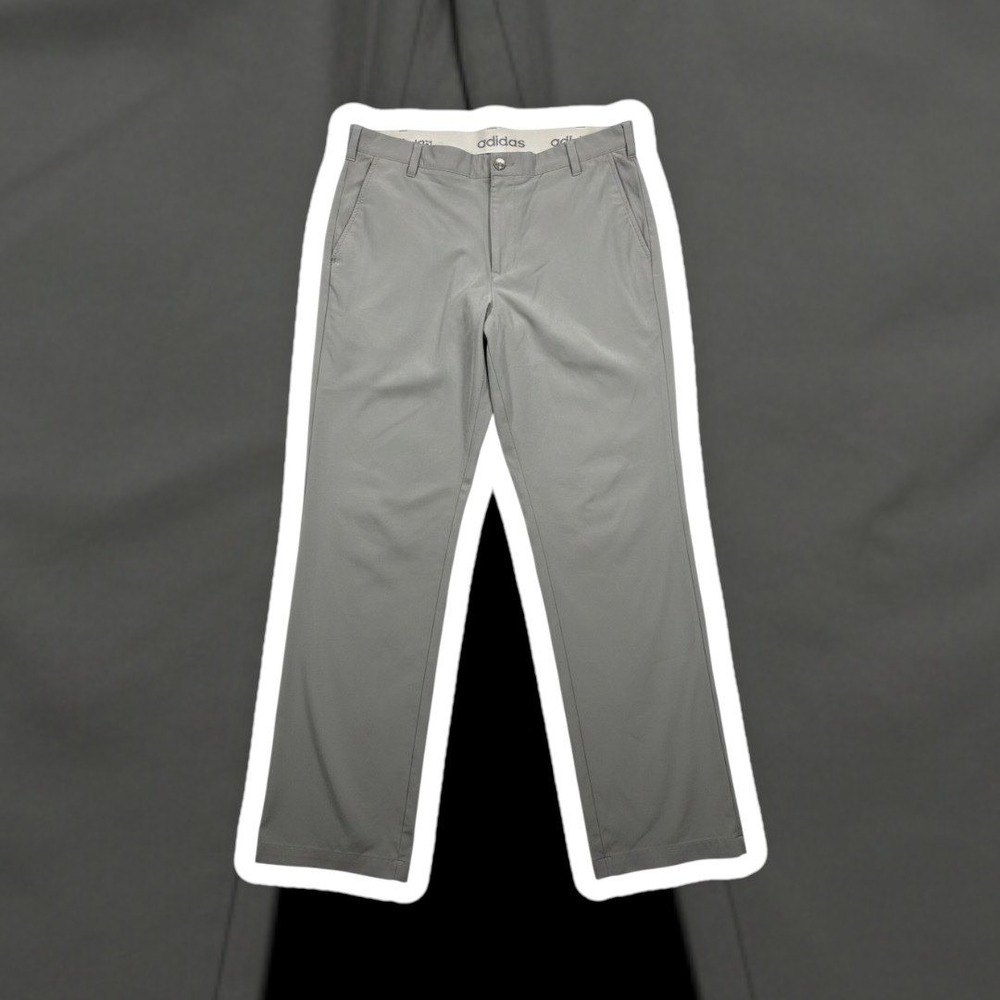 Adidas Golf Pants Mens Grey Flat Front Performance Distressed Ankles Size 38